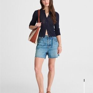 Madewell pleated low slung shorts in airy denim